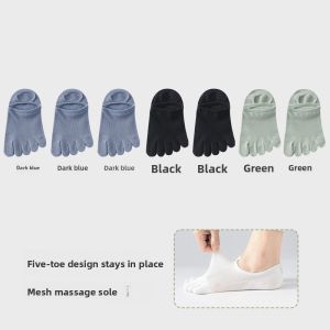 Miiow | Mens Five-Finger Short Tube Socks Thin Antibacterial Anti-Odor Anti-Fungal Toe Separating No-Show Summer Cotton Blend Socks