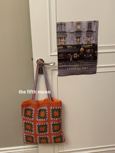 Túi Đeo Vai Dệt Kim Màu Tương Phản TheFifthMoon Túi Đeo Vai Đơn Cầm Tay Bằng Cotton Mềm Thường Ngày Cho Thanh Thiếu Niên Túi Vuông Hình Học