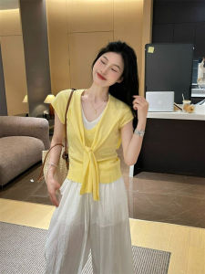 CHOEFULYN | Korean Style Yellow V-Neck Stylish Slim Fit T-Shirt