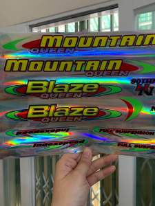 Bộ tem dán xe đạp Mountain Blaze Queen chữ vàng viền đỏ hàng nhập Thái Lan chất lượng cao dành riêng cho dòng xe đạp giá bán cực tốt bán lẻ như bán sỉ