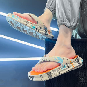 รองเท้าแตะหูหนีบผู้ชายแบบเหยียบฉลุลายรองเท้าแตะหูหนีบใส่ไปชายทะเลใส่ออกไปข้างนอกในฤดูร้อนรองเท้าแตะกีฬาชายหาดกันลื่นมีเอกลักษณ์ส่วนตัวยอดนิยมสำหรับผู้ชาย