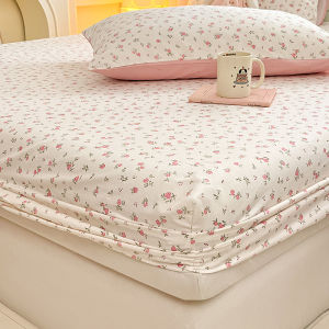 Nordic Style All Cotton Fitted Sheet One-Piece Florals Double Pure Cotton Bedspread All Inclusive Non-Slip Bed Cover Bed Sheets Mattress Cover