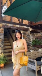 Hana - มินิเดรสลินินมินิมอลน่ารักๆ เดรสสีพื้นแขนกุดใส่ไปทะเล ชิวๆ สาวอวบใส่ได้ ป้าย Sheeny