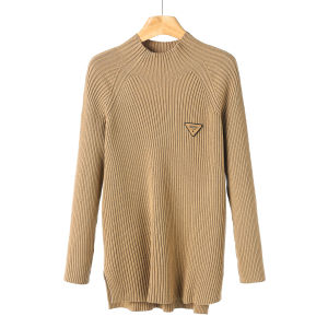 Asymmetrical Half High Collar Mid-Length Sweater Winter Fashion Commute Style Long Sleeve Knitwear Polyester Blend Ladies Top