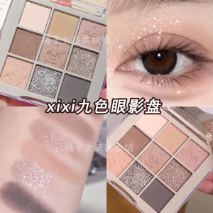 Phấn Mắt Đa Năng Nine Colors Matte Low Saturation Xixi Eyeshadow Palette Daily Natural Look Glittering Beads Universal for All Skin Types