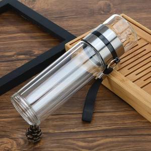 Tea Water Separation Double-layered Insulated Glass Cup