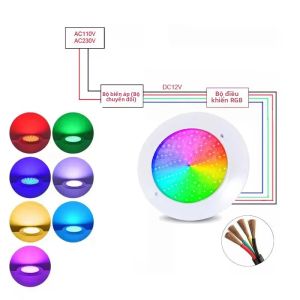 Đèn LED RGB Dưới Nước DC12V IP68 Đèn Hồ Bơi 18W 25W 35W Điều Khiển Bằng Ứng Dụng Di Động Đèn Đài Phun Nước Trang Trí Tiệc Hồ Bơi