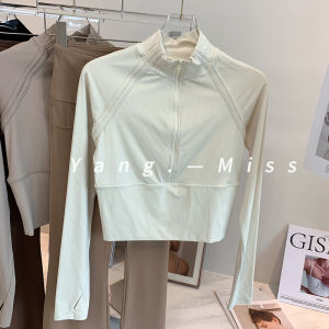 Áo Tập Yoga Cổ Đứng Đơn Giản Tay Dài Chạy Bộ Thể Thao Áo Thun Quần Áo Thể Dục Đa Năng Áo Khoác Ngoài Ngắn Thường Ngày