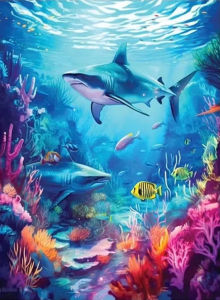 Jigsaw Puzzle for Adults 1000Pieces Dolphin Turtle Jellyfish Underwater Scenery Paper Puzzle Home Wall Decoration Gift Idea