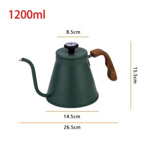 304 Stainless Steel Pour Over Coffee Kettle Long Spout with Temperature Control Suitable for Open Flame and Tea Brewing 1.2L