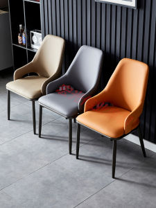 Luxury Dining Chair for Home and Hotel Comfortable Metal and Leather Combination Long-Lasting Upscale Soft Seating