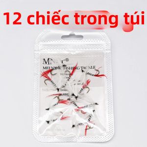 Mồi Câu Giả Topranc Sọc Vằn Gắn Lông Vũ Thủ Công Có Móc Sắc Bén Dùng Cho Câu Cá Nước Ngọt.