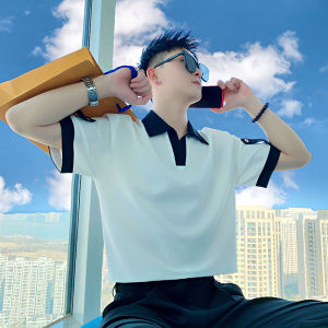 Áo Thun Polo Tay Ngắn Mỏng Bằng Lụa Băng Mùa Hè 2025 Cho Nam Thời Trang Thường Ngày Cổ Polo Tay Lửng Giả Hai Mảnh Hợp Thời Trang