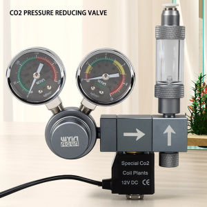 ZRDR | Aquarium CO2 Regulator Dual Meter Solenoid Valve Quick Plug Foam Recorder Control System Fish Tank CO2 Pressure Reducing Valve