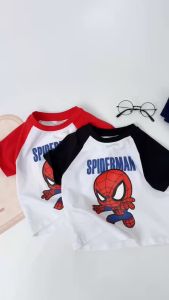 Set bộ tay ngắn bé trai áo thun zaclang họa tiết siêu nhân nhện đỏ và đen 1 tới 7t BERNIE H1024B16