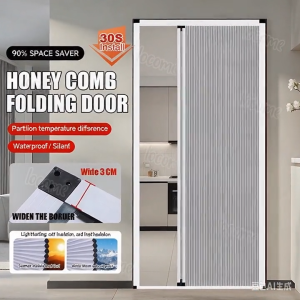 PVC Honeycomb Sliding door Thickened Frame Room Partition Door Folding Door for Home and Shop Waterproof Aluminum Frame Room Partition Door Folding Door