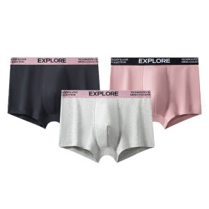 Sentexin 3PCS Men Underwear Cotton Boxer Shorts Middle Waisted Panties U Convex Breathable Underpants L-3XL