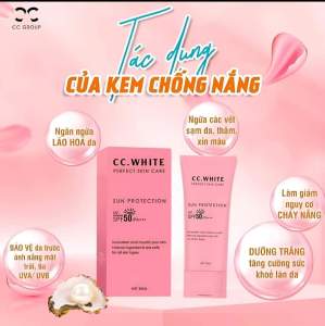 kem chống nắng ngọc trai CC white chính hãng năng tông trắng hồng tự nhiên và ngừa mụn