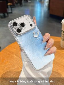 YOUSIDUN | Ốp Lưng Bảo Vệ iPhone Thiết Kế Cá Voi Gradient Bạc có Đính Kim Cương Lấp Lánh Chống Sốc Toàn Diện