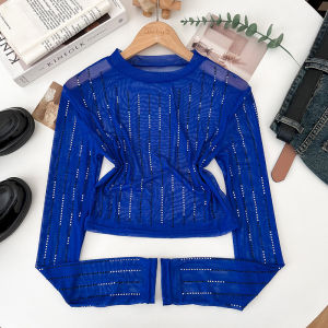 Thời Trang Cay Cô Gái Cổ Tròn Dài Tay Áo Sơ Mi Đế Nữ Trang Phục Thời Trang Đa Năng Có Thêu