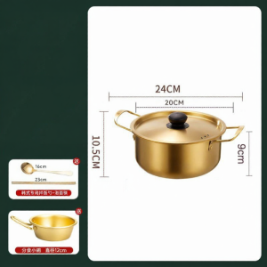 PAKCHOICE | Korean Style Single Serving Induction Compatible Stainless Steel Noodle Soup Pot with Double Handles