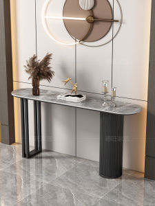 Modern Minimalist Rock Board Entrance Table Luxury Hotel Living Room End Table Artistic Iron Welding Multi-Function Furniture