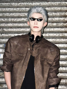 Men Leather Jacket Short Cafe Racer Style