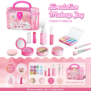 10 Pcs/set Simulation Pretend Makeup Play House Toys Game Cosmetics Set Eyeshadow Palette Lipstick Applicators (Not Real Makeup)