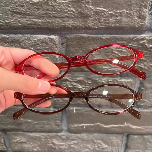 2pcs Japanese Korean Small Oval Frame Glasses Women Retro Harajuku Eyeglasses Clear Spectacle Blue Light Blocking Eyewears