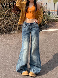 American Style Low Waist Denim Jeans Womens Autumn 2025 New Versatile Slimming Drapey Design Bell Bottom Pants