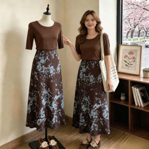 SHIMANQING | High-quality Dyeing Printed Mesh Patchwork High-waist Maxi A-line Fish Tail Skirt