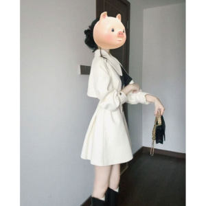 CHANGTONG | Stylish Waist-Cinching Womens Cape Coat