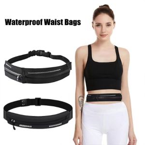 Waist Bag Outdoor Waterproof Running Jogging Cycling Sports Fanny Pack with Adjustable Reflective Belt for Women Men Gym Fitness Camping Hiking Travel