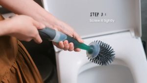 DWELLOGI | 2in1 Silicone Soap Dispensing Long Handle Toilet Cleaning Brush