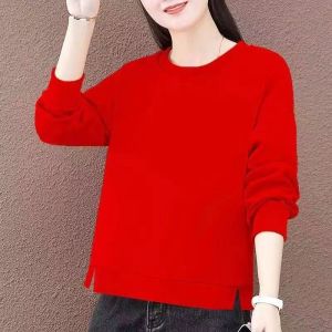 เสื้อสเวตเตอร์คอตตอนหลวมๆ ทรงสั้นบางๆ สำหรับผู้หญิง ฤดูใบไม้ผลิและฤดูใบไม้ร่วง เสื้อคลุมกันหนาวแบบสวมหัว กระเป๋าสั้น ผ้าพันคอ แฟชั่นฤดูใบไม้ร่วง