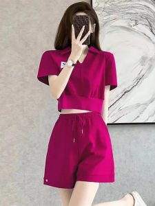 Pure Cotton Sporty Casual Womens Summer Fashionable Trendy Street Style Age-Reversing Two-Piece Set Elegant Stylish Ensemble