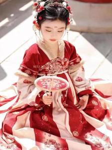 Red Fleece Lined Rabbit Fur Childrens Cheongsam Dress Autumn Winter Style Girls Traditional Chinese New Year Costume Hanfu