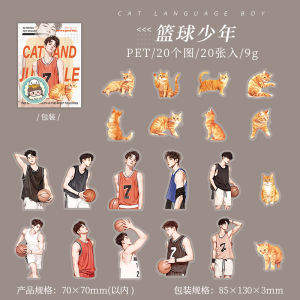 Cat Language Teenage Character PET Stickers Youthful Trendy Waterproof Retro Die-Cut Scrapbooking Decals DIY Decoration