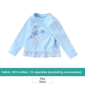Hamqi | Plaid Hem Blue Long Sleeve T-Shirt