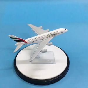 16cm Airplane Toy 1/400 Scale Emirates A380 Diecast Metal Plane Model Kit with Stand For Display Collection or Aviation Gift