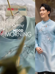 Áo dài Nam thêu họa tiết Hạc vân mây sắc nét chất vải mềm dày dặn form nam tính - Áo Dài Thiết Kế Linh Sơn