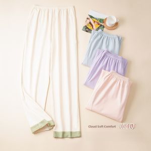 Miiow | Pure Cotton Sleep Pants Womens Loose Fit Breathable Lightweight Summer Home Leisure Long Pants Plus Size Comfortable Sleepwear