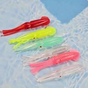 Topranc 1Pcs 100mm 8g 3 Colors Luminous Rubber Soft Bait Squid Rubber Skirt Squid Soft Lure for Squid Octopus Cuttlefish