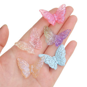 5ชิ้นสุ่มสีผสมคริลิคขนาดใหญ่ลูกปัดผีเสื้อสำหรับสร้อยข้อมือทำด้วยมือสร้อยข้อมือสร้อยคอต่างหูพวงกุญแจอุปกรณ์การทำเครื่องประดับหัตถกรรม DIY