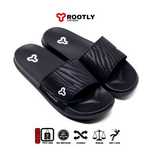 Rootly - Sandal Selop Pria Zebra Full White Terbaru Motif