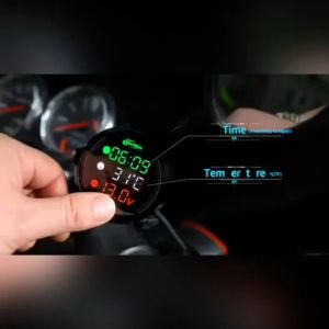 LED digital display multi-function voltmeter thermometer voltage temperature time three-in-one car visual meter DC 9-24V