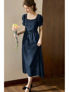 KUHNMARVIN | Đầm A-Line Ôm Body Phong Cách Retro Nhẹ jean