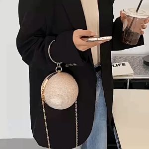 2023 Shiny Rhinestone Fashion Circle Dinner Bag and Spherical Small Circle Bag