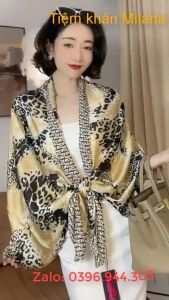 Khăn choàng nữ màu đen họa tiếtdài 90x180 Khăn lụa satin  thời trang quàng cổ làm áo Milana 2022