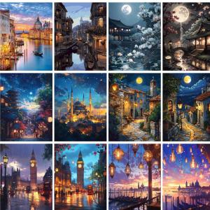 PhotoCustom Modern Painting By Numbers Diy Gift City Landscape Drawing On Numbers Home Decors For Adults Picture Paint